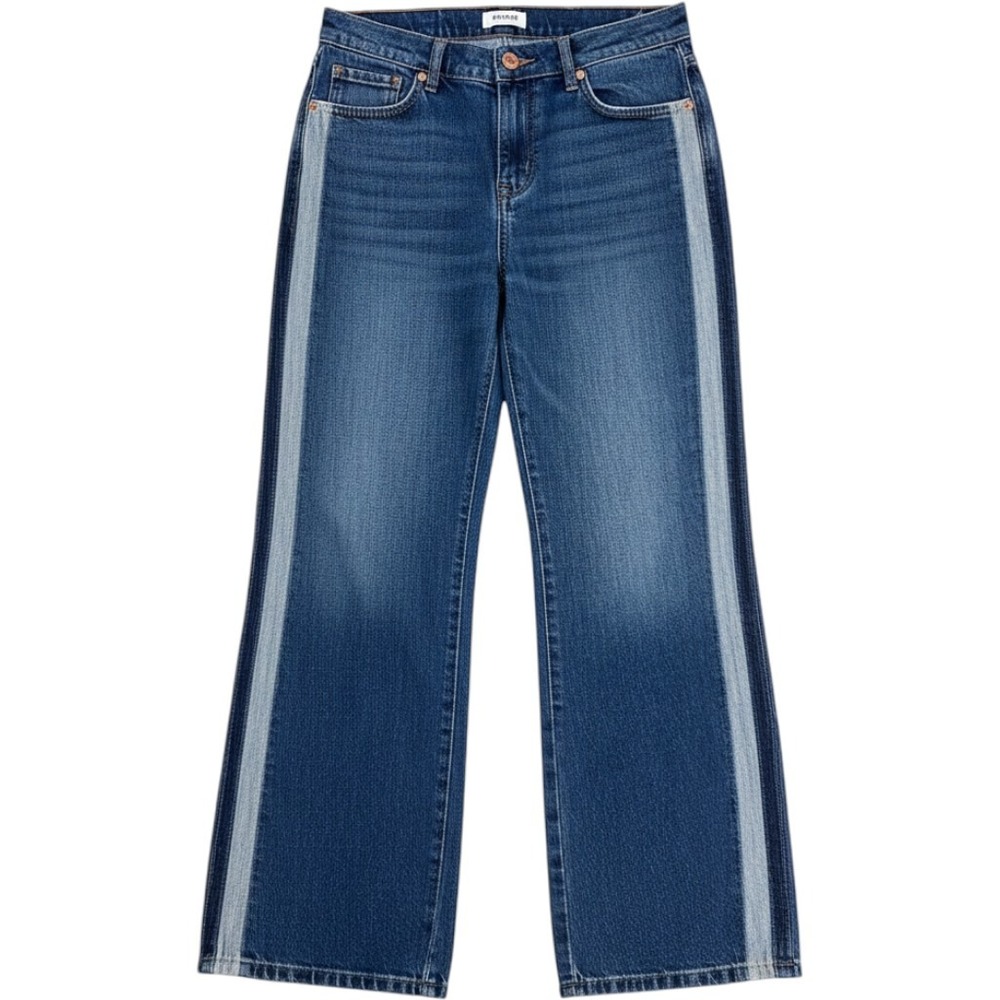 Kensie Carla High Rise Wide Leg Side Stripe Jeans Dark Wash Blue Denim 6/28